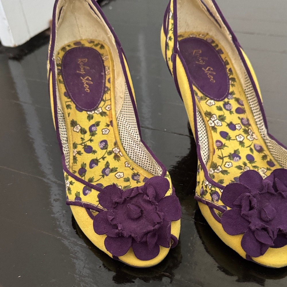 Purple and Yellow Floral Heels by Ruby Shoo